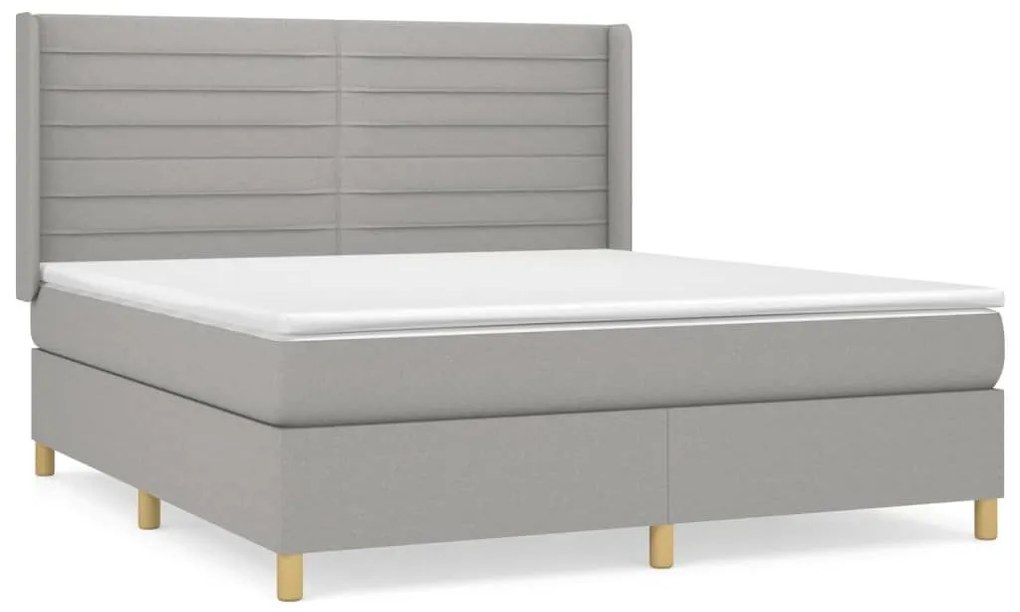 Κρεβάτι Boxspring με Στρώμα Αν. Πράσινο 160x200εκ Υφασμάτινο - Γκρι