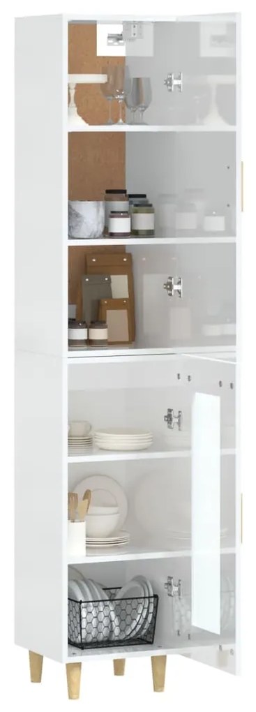vidaXL Ντουλάπι Γυαλ. Λευκό 34,5 x 34 x 180 εκ. από Επεξεργασμένο Ξύλο