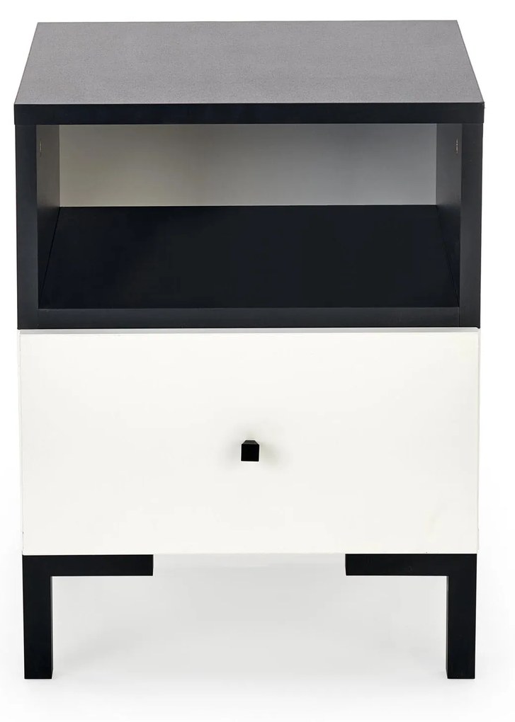 SILVIA bedside table, white - black DIOMMI V-PL-SILVIA-SZAFKA_N-BIAŁY/CZARNY