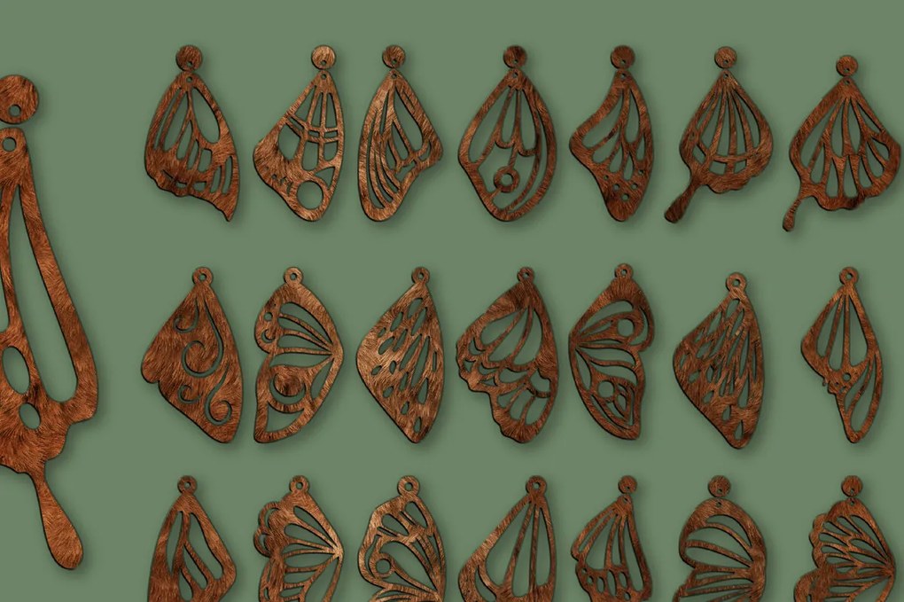 Σετ των 3 Intra απο ξύλο plywood 3mm-4mm πάχος 24 Πρότυπα σκουλαρίκια με φτερά πεταλούδας Δίασταση 3x3 cm INTRAFABR-8464773