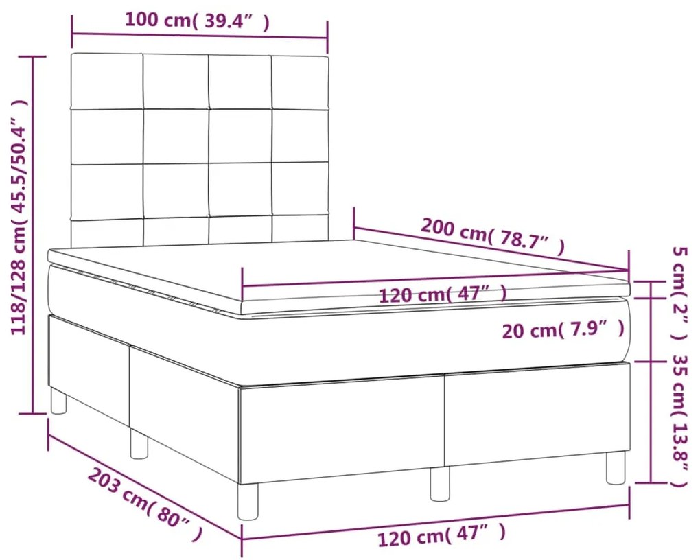 ΚΡΕΒΑΤΙ BOXSPRING ΜΕ ΣΤΡΩΜΑ &amp; LED ΣΚ. ΜΠΛΕ 120X200ΕΚ. ΒΕΛΟΥΔΙΝΟ 3136117