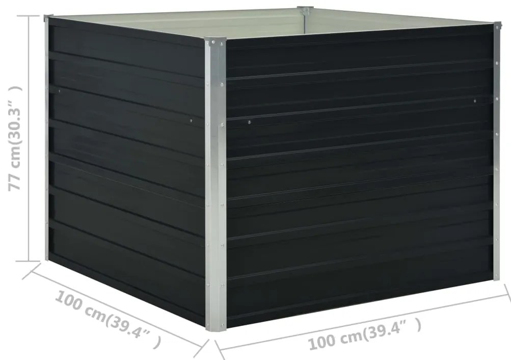 vidaXL Ζαρντινιέρα Ψηλή Ανθρακί 100x100x77 εκ. Γαλβανισμένος Χάλυβας