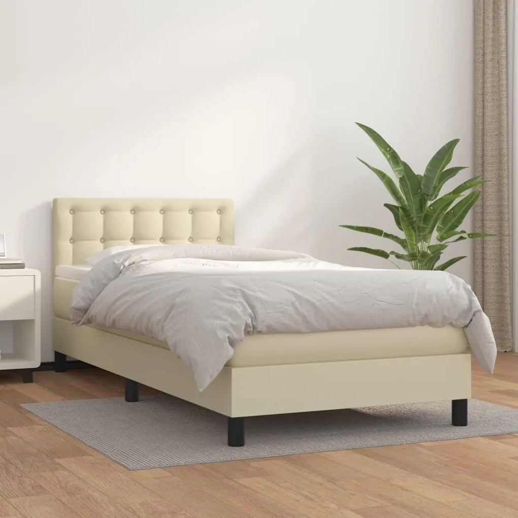 ΚΡΕΒΑΤΙ BOXSPRING ΜΕ ΣΤΡΩΜΑ ΚΡΕΜ 100X200ΕΚ. ΑΠΟ ΣΥΝΘΕΤΙΚΟ ΔΕΡΜΑ 3141109