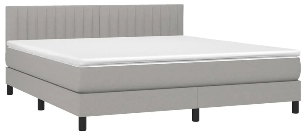 vidaXL Κρεβάτι Boxspring με Στρώμα & LED Αν.Γκρι 160x200 εκ Υφασμάτινο