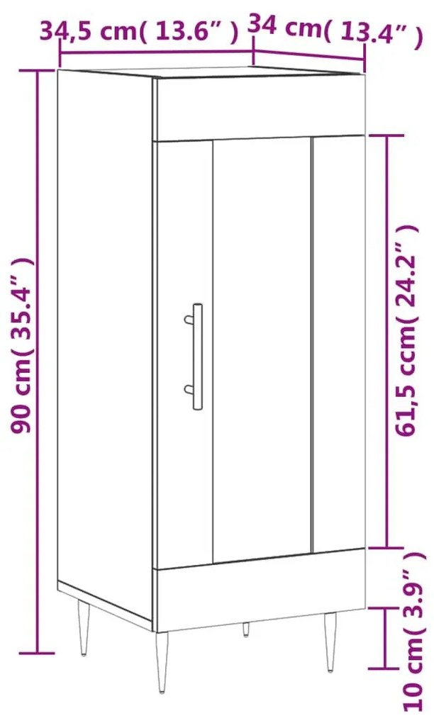 Ντουλάπι Sonoma Δρυς 34,5x34x90 εκ. από Επεξεργασμένο Ξύλο - Καφέ