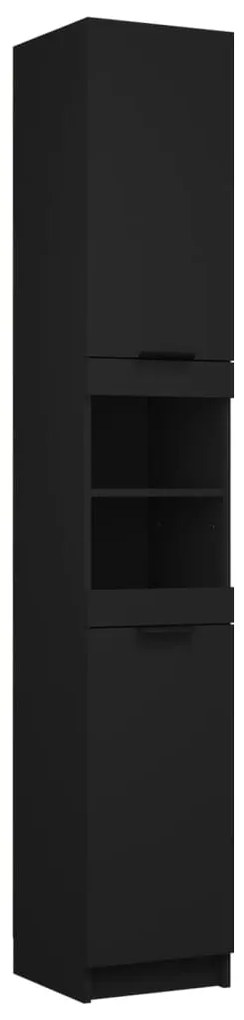 vidaXL Ντουλάπι Μπάνιου Μαύρο 32 x 34 x 188,5 εκ. Επεξεργασμένο Ξύλο