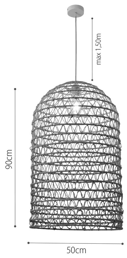 Κρεμαστό Φωτιστικό από σχοινί 1xE27 D:50cm (4048-A) - 4048-A - 4048-A