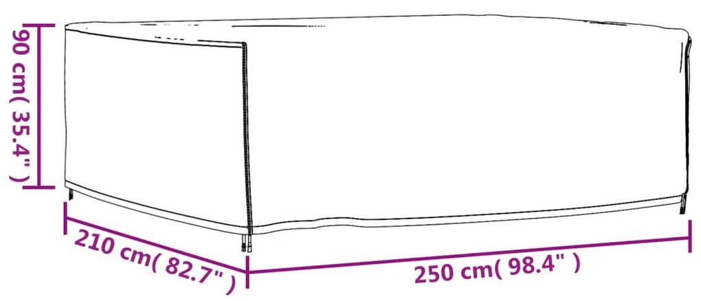 Κάλυμμα Επίπλων Κήπου Αδιάβροχο Μαύρο 250x210x90 εκ. 420D - Μαύρο