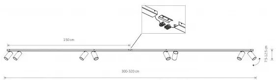 Σποτ Φωτιστικό Ράγας 8xGU10 10W IP20 Mono 2x150 Nowodvorski 7694 Λευκό-Χρυσό