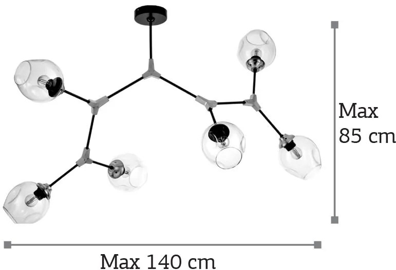 Φωτιστικό οροφής InLight 6129-6 Πολύφωτο-Νίκελ - Μαύρο