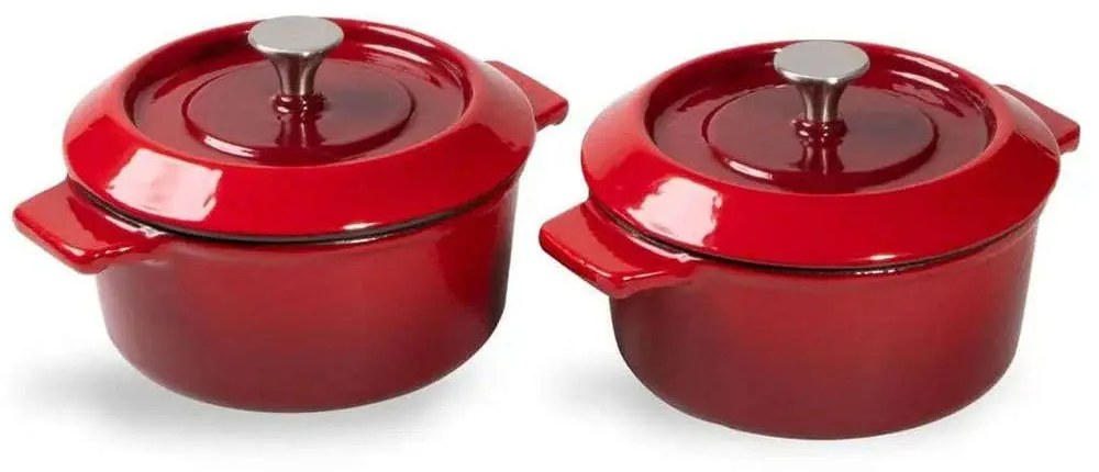 Γάστρες Μαντεμένιες Επισμαλτωμένες Mini Iron (Σετ 2Τμχ) 110CI-010 10cm 300ml Red Woll Cast Iron