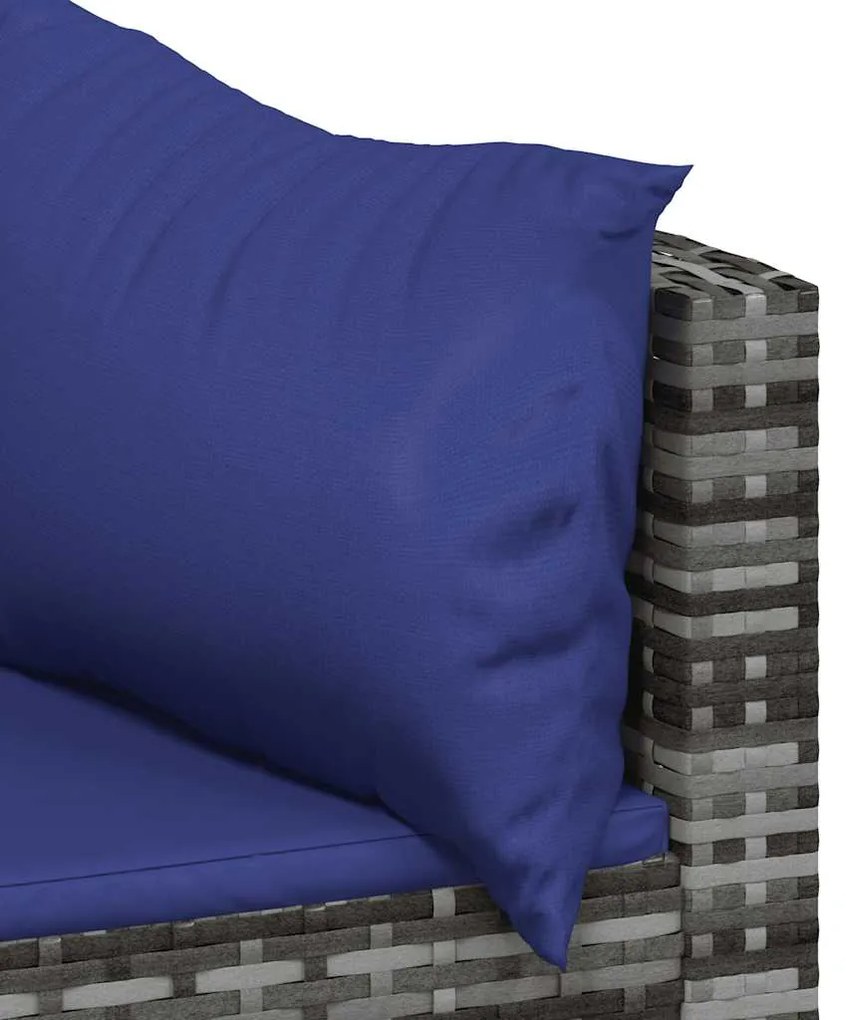 vidaXL Καναπέδες Κήπου Γωνιακοί 2 τεμ. Γκρι Συνθ. Ρατάν με Μαξιλάρια