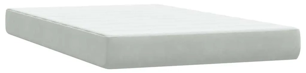 Κρεβάτι Boxspring με Στρώμα Ανοιχτό Γκρι 120x210 εκ. Βελούδινο - Γκρι