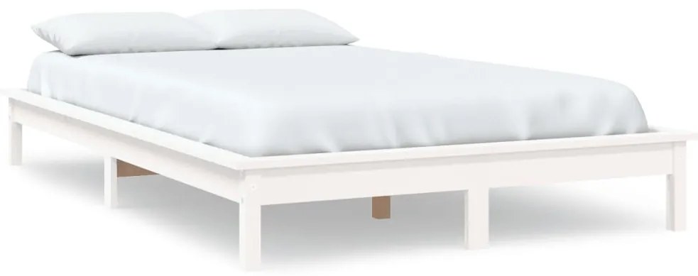 vidaXL Πλαίσιο Κρεβατιού Λευκό 150x200 εκ. Μασίφ Ξύλο Πεύκου King Size