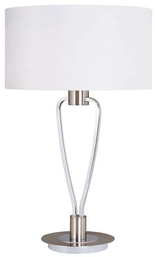 Φωτιστικό Επιτραπέζιο Paris II 58x35cm Nickel Mat-White 500200107 Trio Lighting Μέταλλο,Ύφασμα