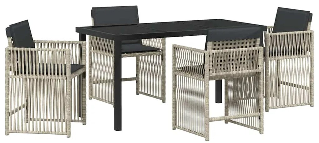 vidaXL Σέτ φαγητού για κήπο 5 pcs Ανοιχτό γκρι Πολυ ράταν