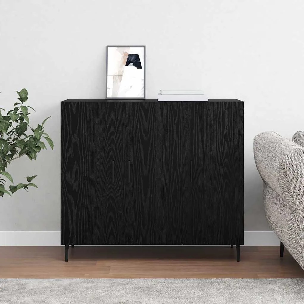 vidaXL Πλαϊνό γραφείο Μαύρο 90 x 34 x 80 εκ. Επεξεργασμένο ξύλο