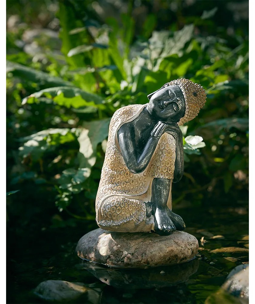 RESTING BUDDHA 1 DECO ΒΟΥΔΑΣ POLYRESIN ΦΥΣΙΚΟ ΜΑΥΡΟ 15x14,5xH23,5cm - 022294 - 022294