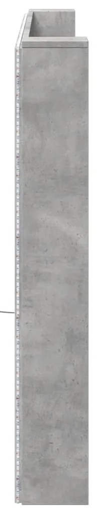 vidaXL Κεφαλάρι με Αποθηκ. Χώρο &amp; LED Γκρι Σκυρ. 220x16,5x103,5 εκ.