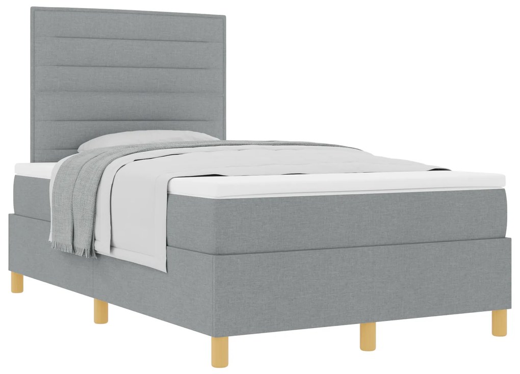 vidaXL Κρεβάτι με Σπαστό Στρώμα Ανοιχτό Γκρι 120x200 cm Ύφασμα