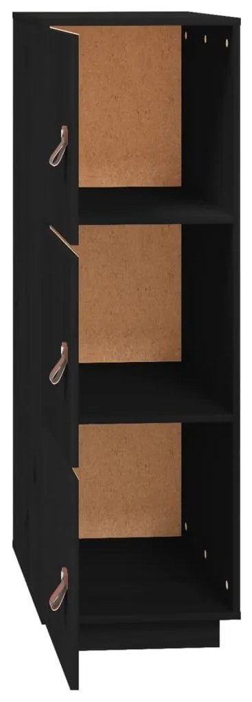 Ντουλάπι Ψηλό Μαύρο 34 x 40 x 108,5 εκ. από Μασίφ Ξύλο Πεύκου - Μαύρο