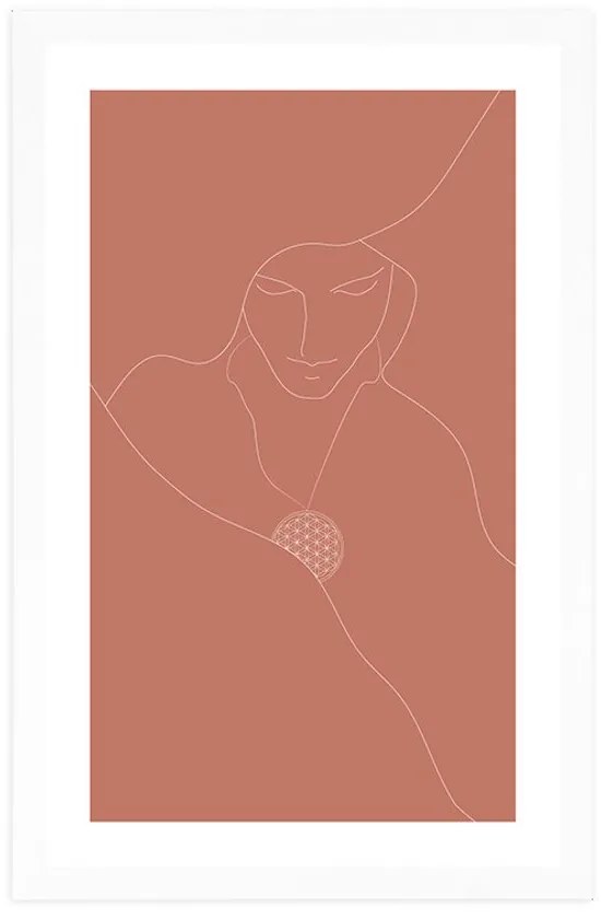 Αφίσα με παρπαστού Διακριτικές γραμμές και το λουλούδι της ζωής - 30x45 silver