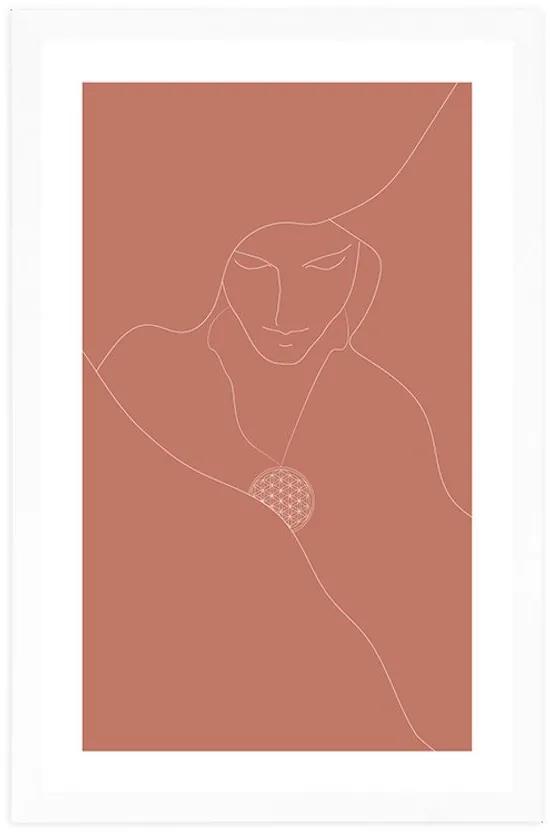 Αφίσα με παρπαστού Διακριτικές γραμμές και το λουλούδι της ζωής - 40x60 silver