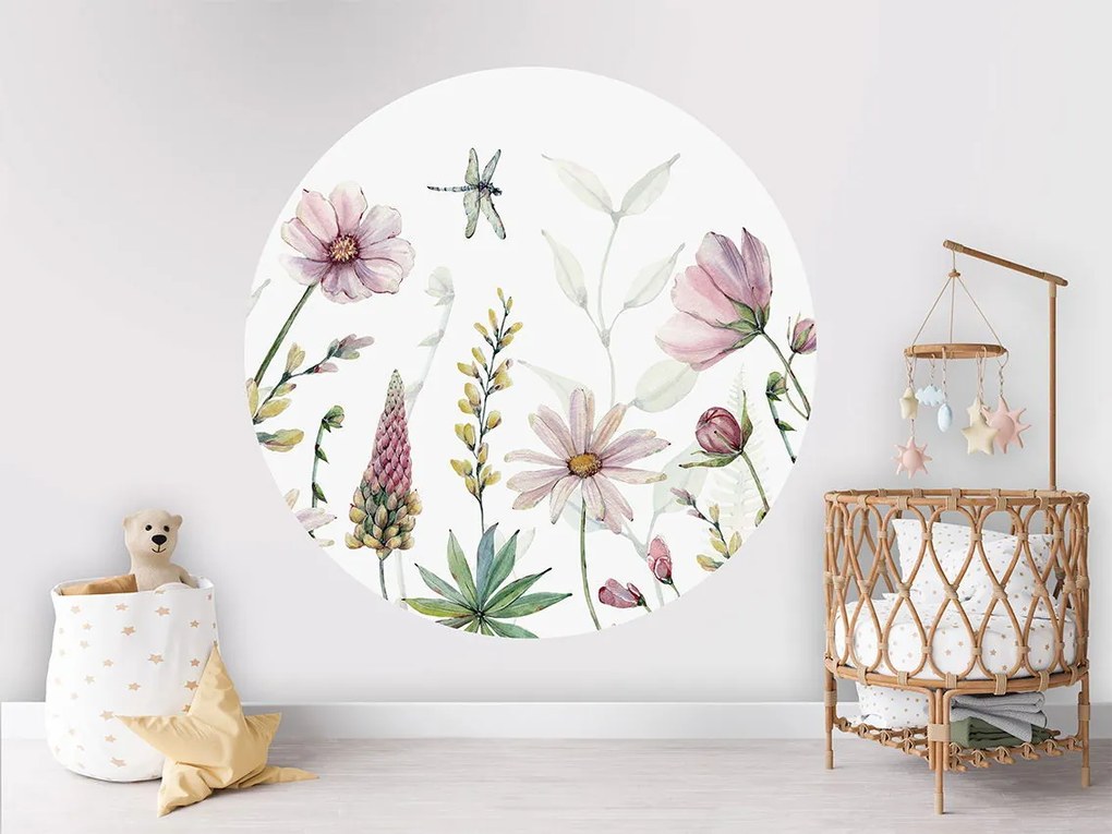 Fabulous Flowers Ταπετσαρια Τοιχου Ροζ Στρογγυλη 80cm