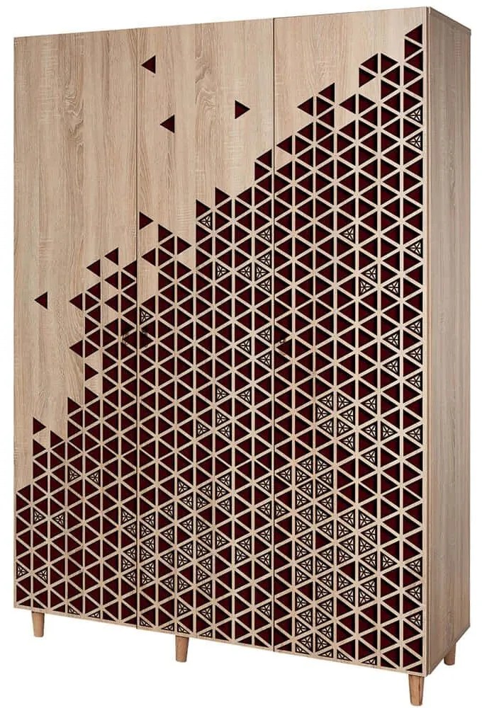 Ντουλάπα Τρίφυλλη Mode 863SPH4210 135x52x192cm Oak-Red Three Door
