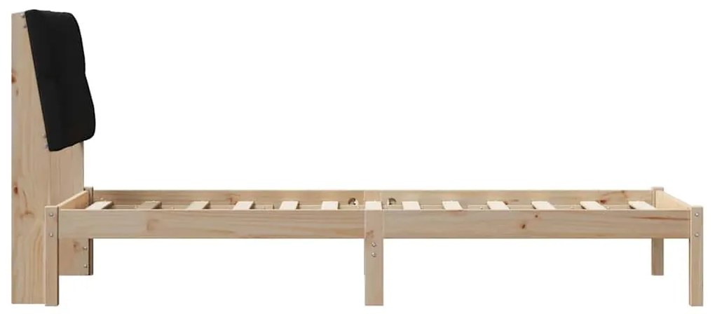 vidaXL Σκελετός Κρεβατιού με Επενδεδυμένο Κεφαλάρι Καφέ 75 x 190 cm