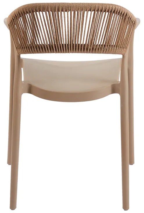 Πολυθρόνα Ankara pakoworld στοιβαζόμενη pp-pe rattan σε μόκα-φυσική απόχρωση 54x55.5x77εκ