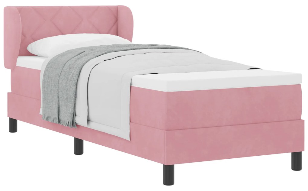 vidaXL κρεβάτι box spring με στρώμα  Ροζ 80x200 εκ. Βελούδο