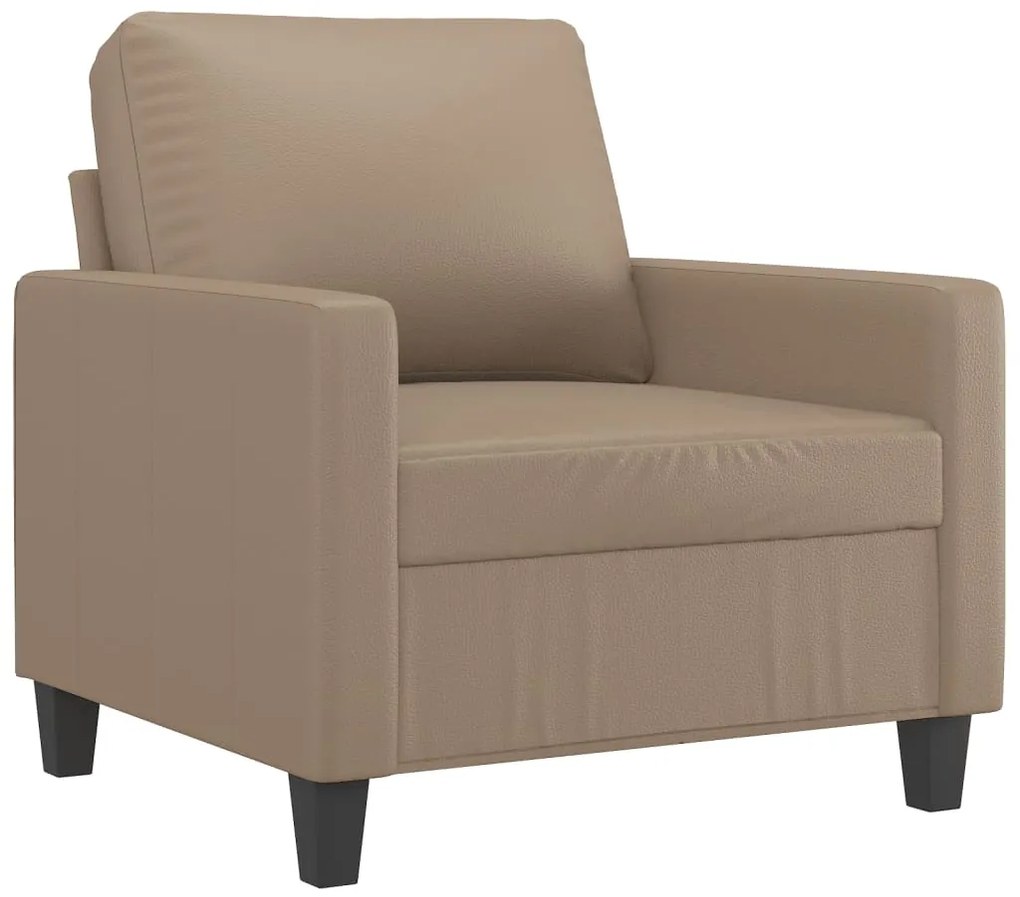 vidaXL Πολυθρόνες Σετ 3 Τεμ. Καπουτσίνο Συνθετικό Δέρμα Μαξιλάρια