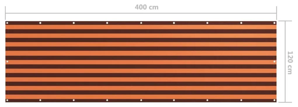vidaXL Διαχωριστικό Βεράντας Πορτοκαλί/Καφέ 120x400 εκ. Ύφασμα Oxford