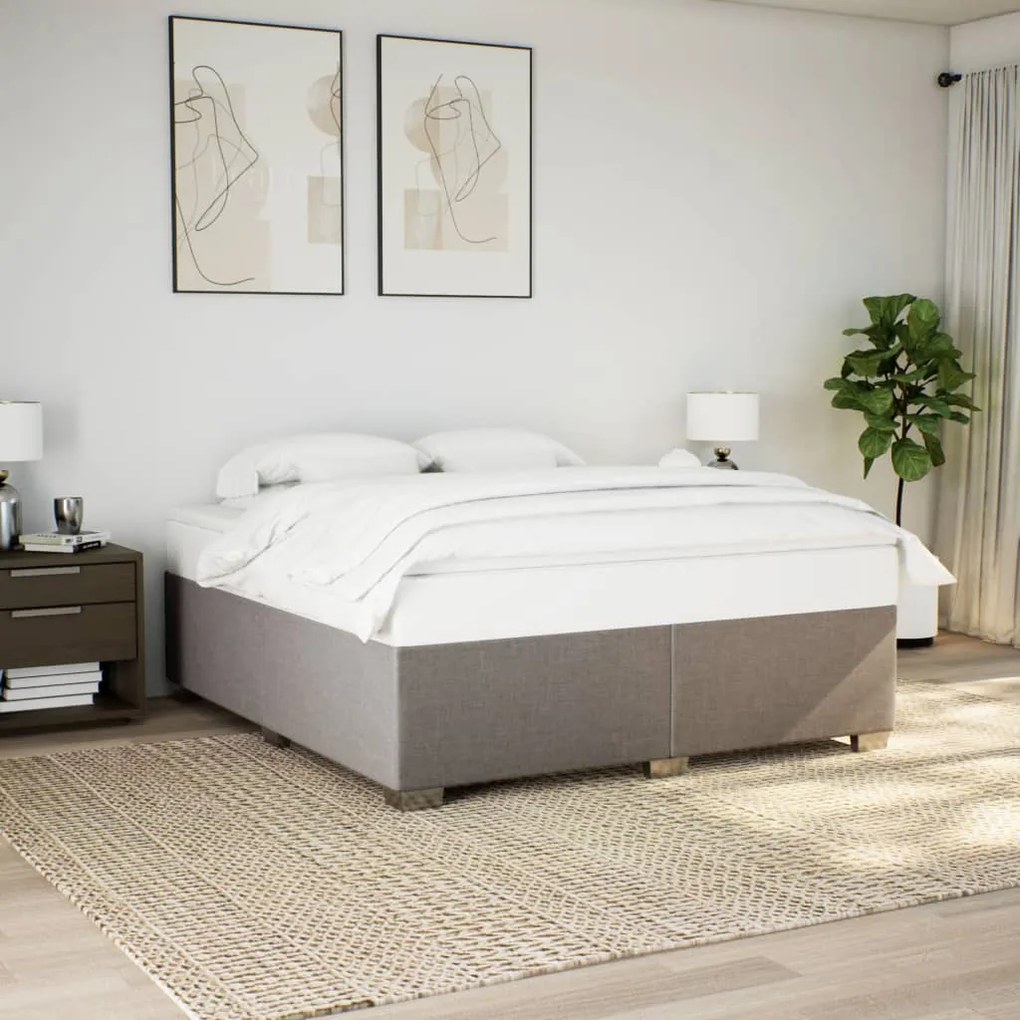 vidaXL Κρεβάτι Boxspring με Στρώμα Taupe 200x200 εκ. Υφασμάτινο