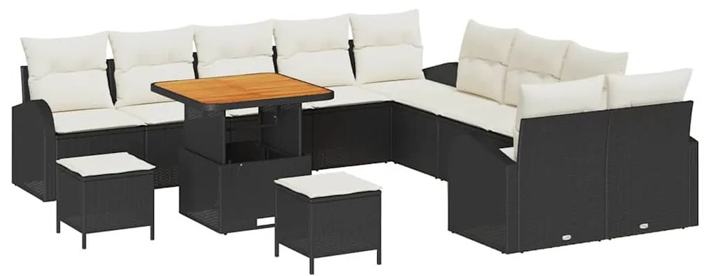 vidaXL Σετ Καναπέ Κήπου με μαξιλάρι 13 pcs Μαύρο Πολυ ράταν