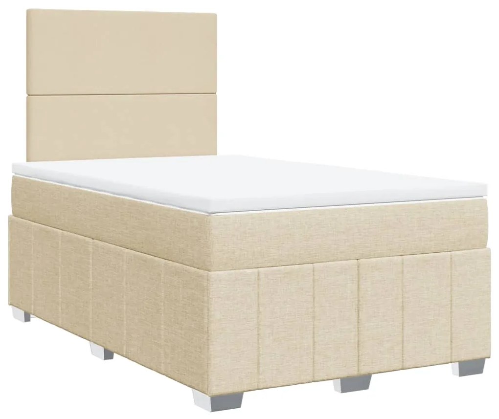 ΚΡΕΒΑΤΙ BOXSPRING ΜΕ ΣΤΡΩΜΑ ΚΡΕΜ 120X190 ΕΚ. ΥΦΑΣΜΑΤΙΝΟ 3291605