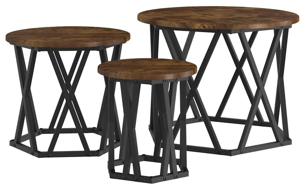 vidaXL Κομοδίνο Μονάδας 3 pcs Καπνιστό Δρύς