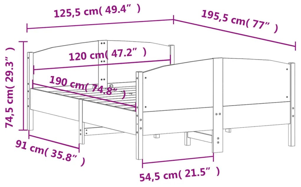 ΠΛΑΙΣΙΟ ΚΡΕΒΑΤΙΟΥ ΜΕ ΚΕΦΑΛΑΡΙ ΛΕΥΚΟ 120X190 ΕΚ. ΜΑΣΙΦ ΠΕΥΚΟΥ 3216186