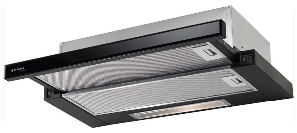 Απορροφητήρας Συρόμενος Ecoline 065032801 Με Γυαλί 60cm Black Pyramis Ανοξείδωτο Ατσάλι