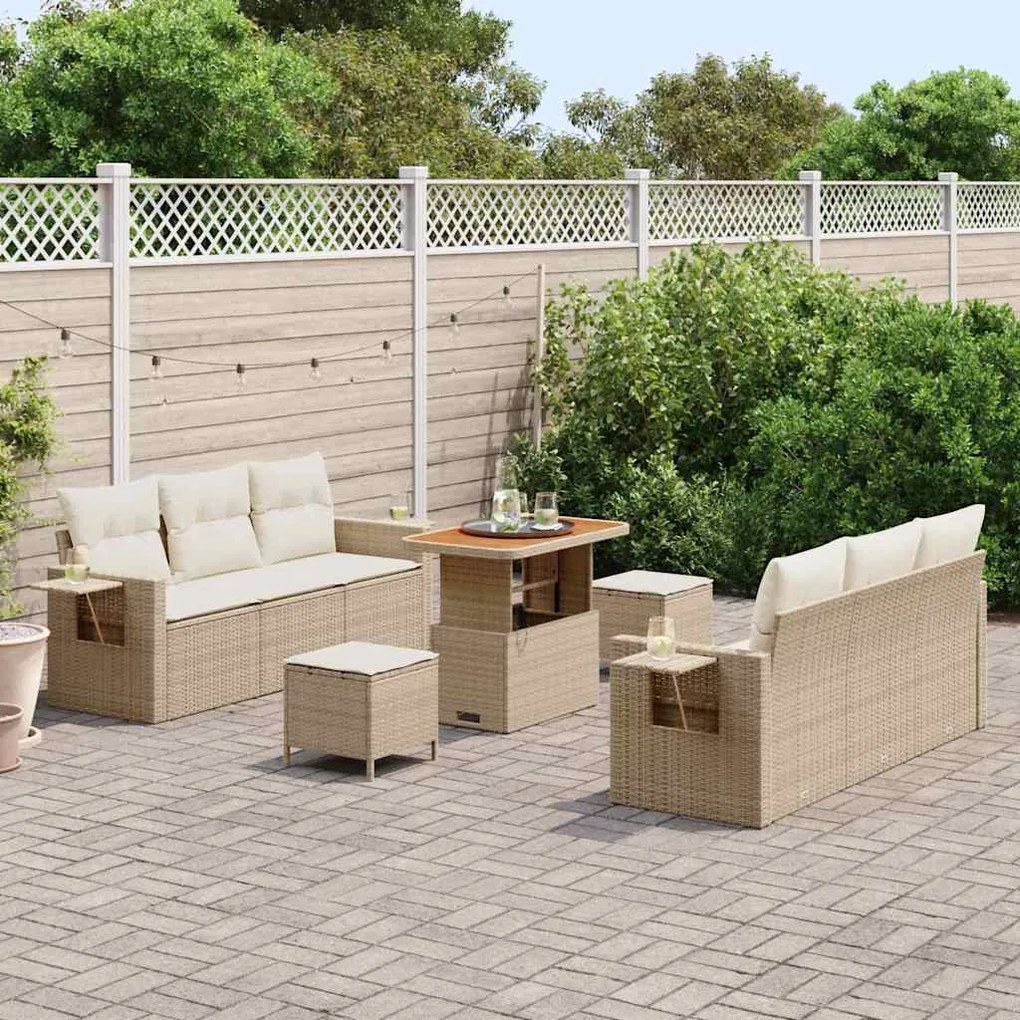 vidaXL Σετ Καναπέ Κήπου 9 pcs μπεζ και κρεμ 90 x 55 x 71 cm