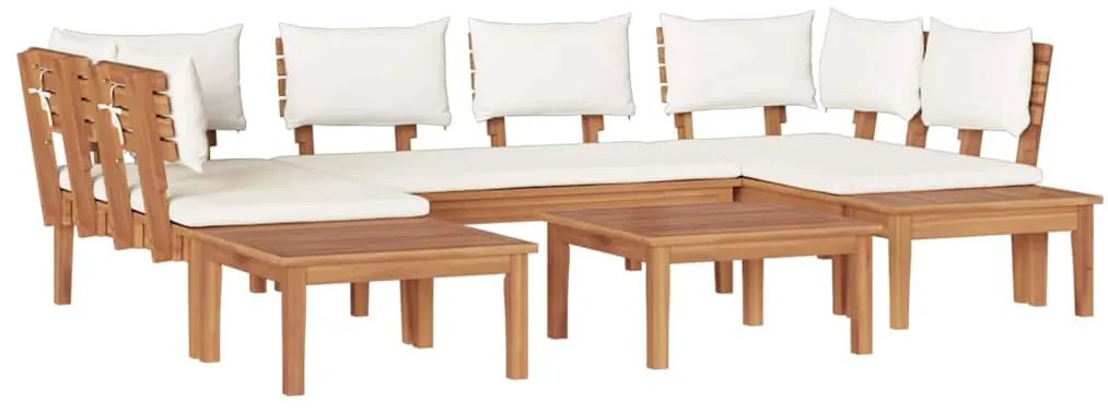 vidaXL Σετ Παγκάκι Κήπου με μαξιλάρι 4 pcs Καφέ και Κρέμα