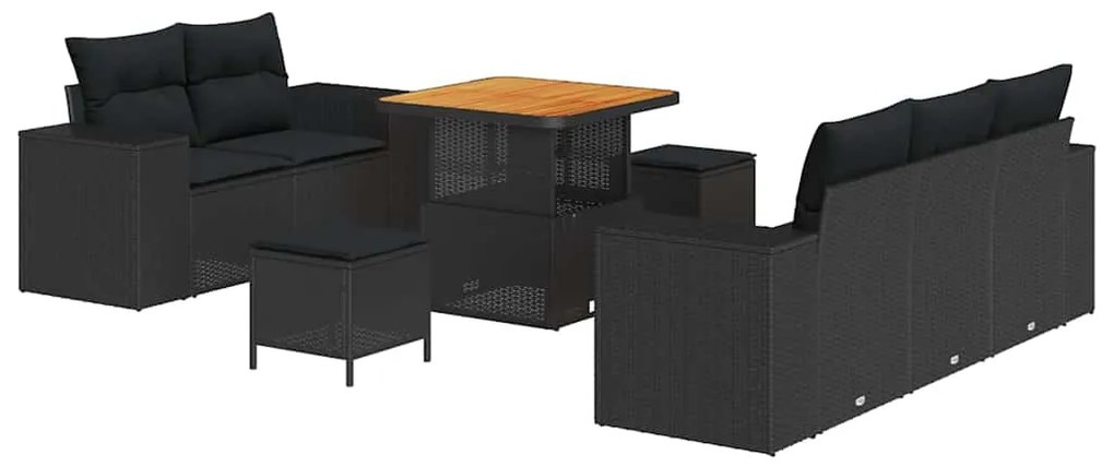 vidaXL Σετ Καναπέ Κήπου 8 pcs Μαύρο συνθετικό ρατάν