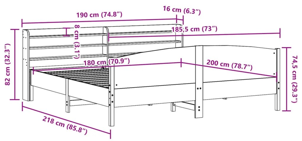 ΣΚΕΛΕΤΟΣ ΚΡΕΒΑΤΙΟΥ ΧΩΡΙΣ ΣΤΡΩΜΑ 180X200 ΕΚ ΜΑΣΙΦ ΞΥΛΟ ΠΕΥΚΟΥ 3306957