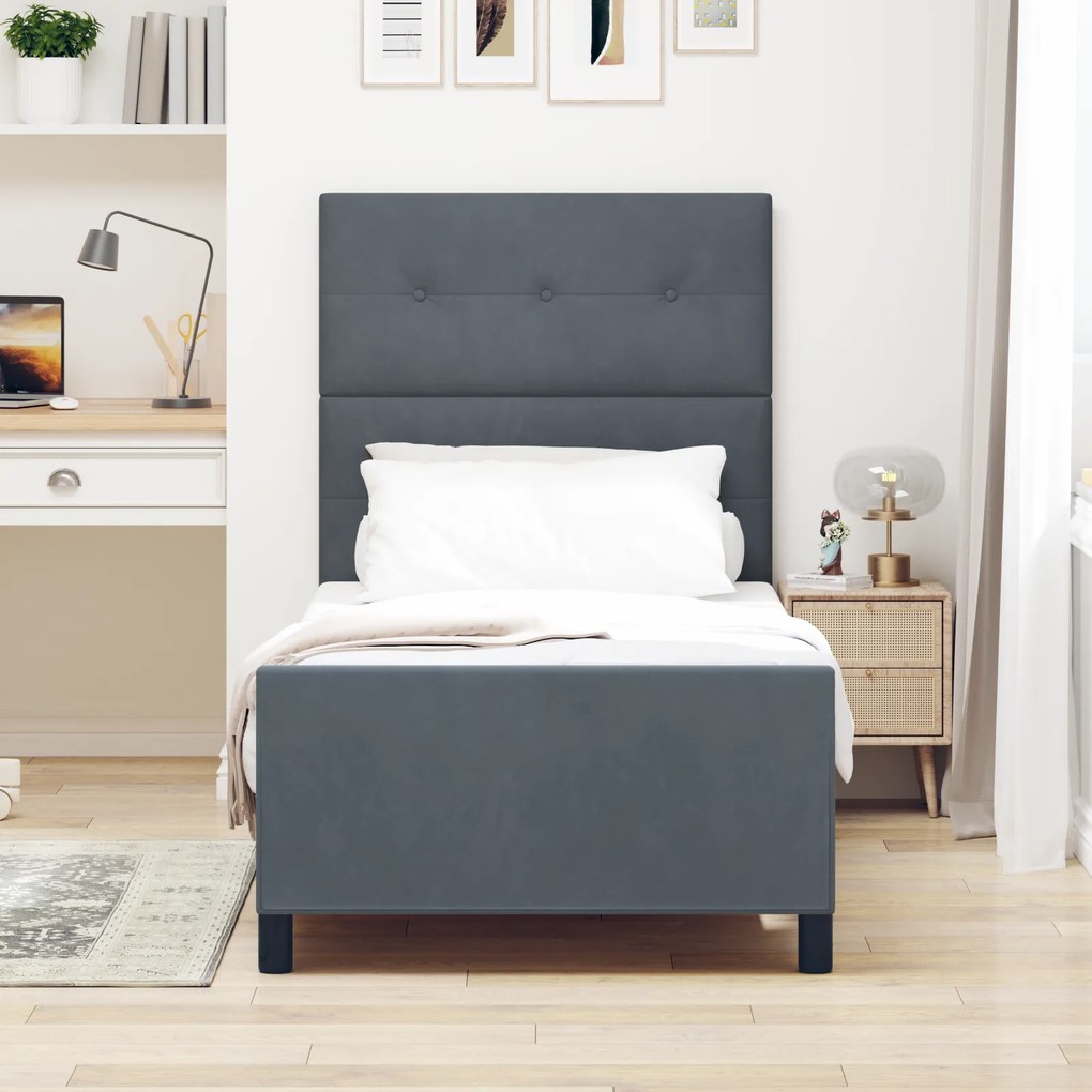 vidaXL Κρεβάτι Σκελετός Σκούρο Γκρι 90x190 εκ. Βελούδο