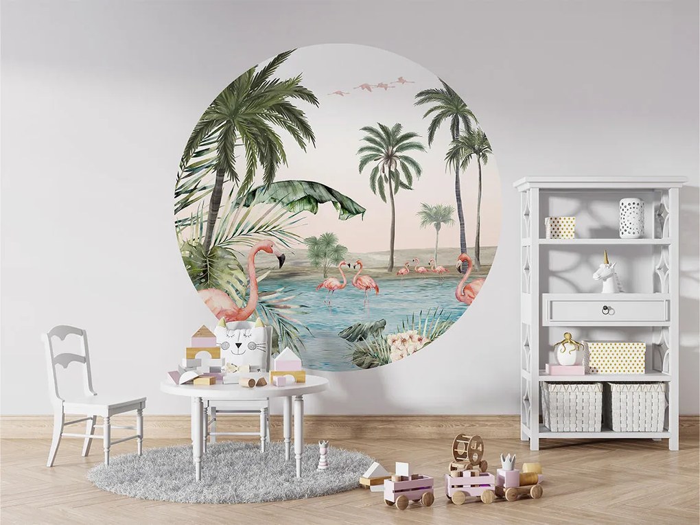 Flamingo Oasis Ταπετσαρια Τοιχου Ροζ Στρογγυλη 80cm