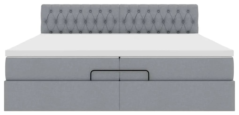 Οθωμανικό κρεβάτι με στρώμα ανοιχτό γκρι 200x200cm ύφασμα 3311567