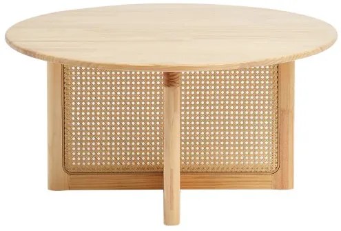 VEVOR Rattan Coffee Table Round Wood Coffee Table Single Tier for Living Room