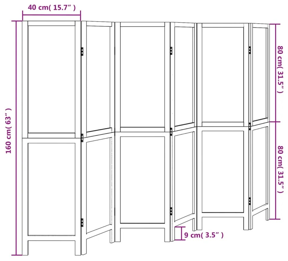 Διαχωριστικό Χώρου με 6 Πάνελ Λευκό από Μασίφ Ξύλο Παυλώνιας - Λευκό