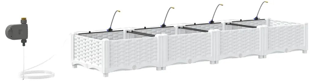 vidaXL Ζαρντινιέρες κήπου Λευκό 160 x 40 x 22 cm Ατσάλι